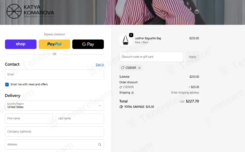 Katya Komarova coupon code: 10% off with CSEEKER. Tested and valid as 5 days ago.