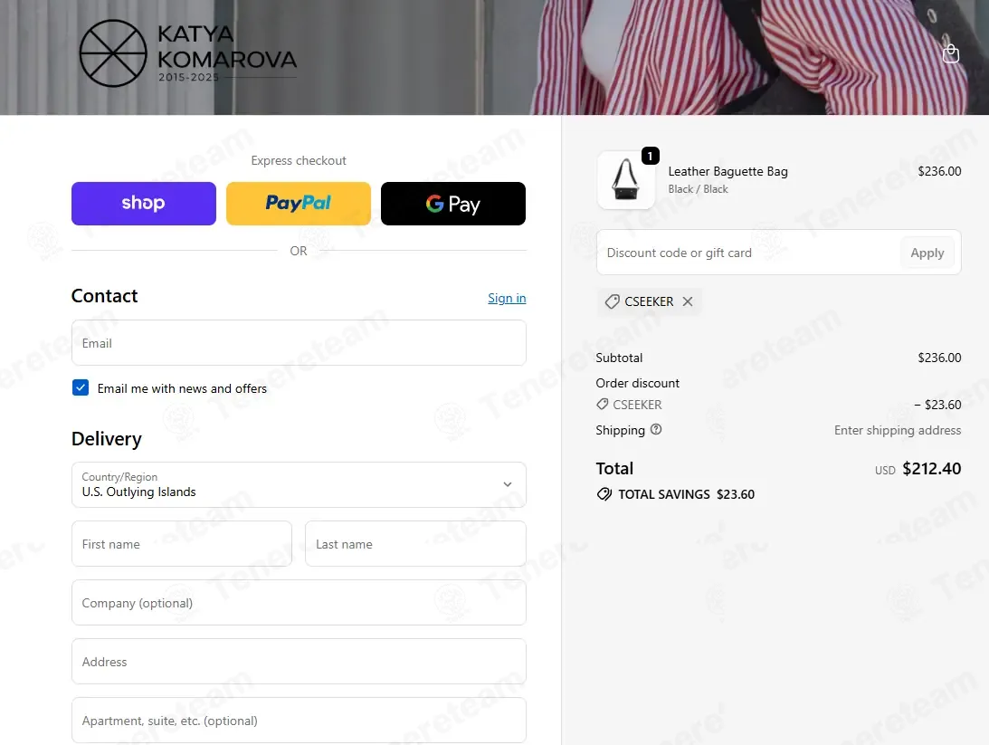 Katya Komarova coupon code: 10% off with CSEEKER. Tested and valid as 5 days ago.