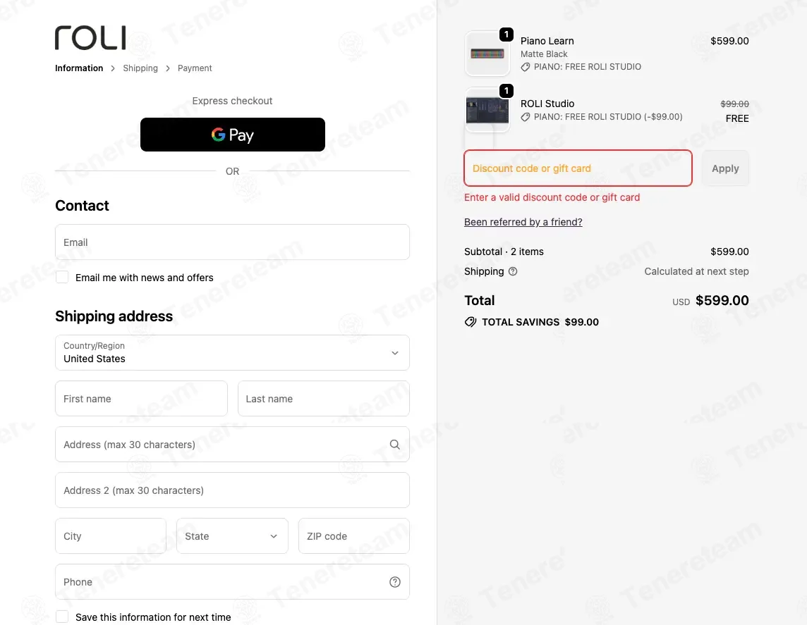 Roli coupon code: 10% off with AC-YHG10. Tested and valid as 2 months ago.