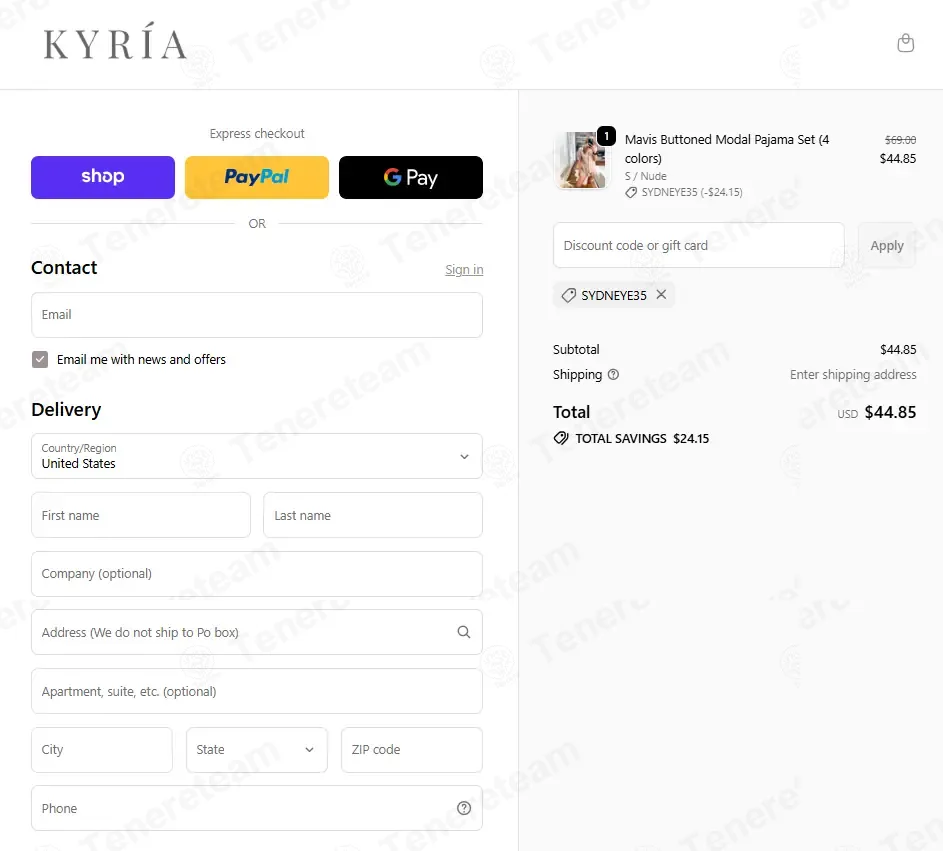 Kyria Lingerie coupon code verified as working at checkout
