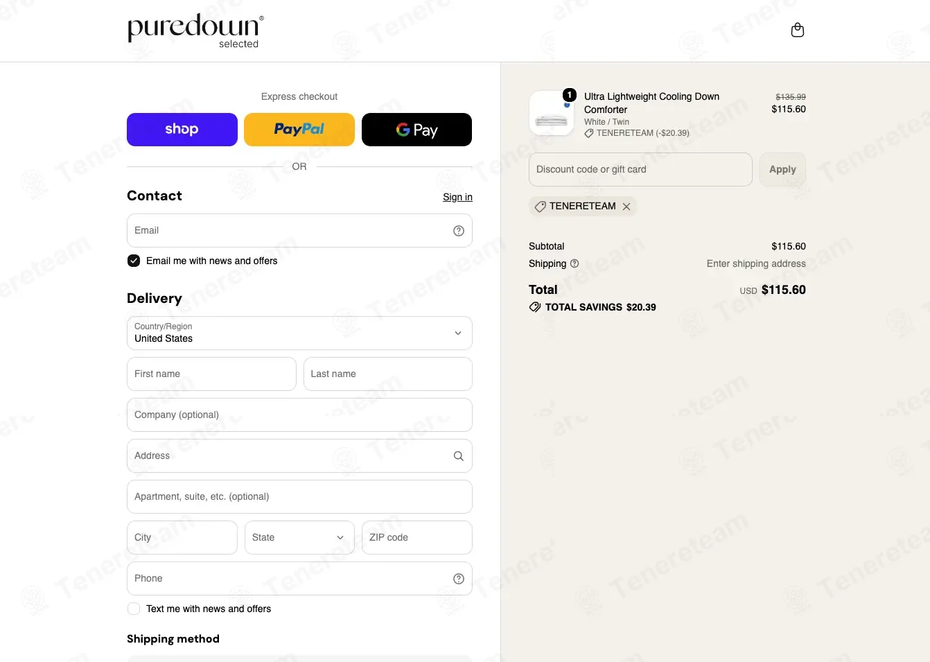 Puredown coupon code: 15% off with TENERETEAM. Tested and valid as 2 months ago.