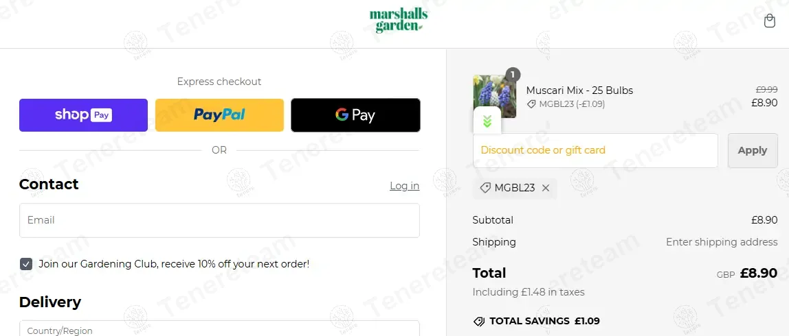 Marshalls Garden apply coupon code