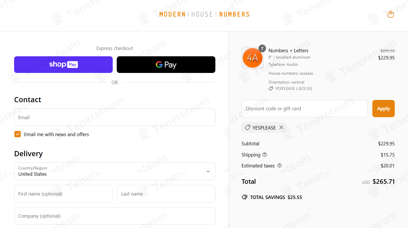 Modern House Numbers apply coupon code
