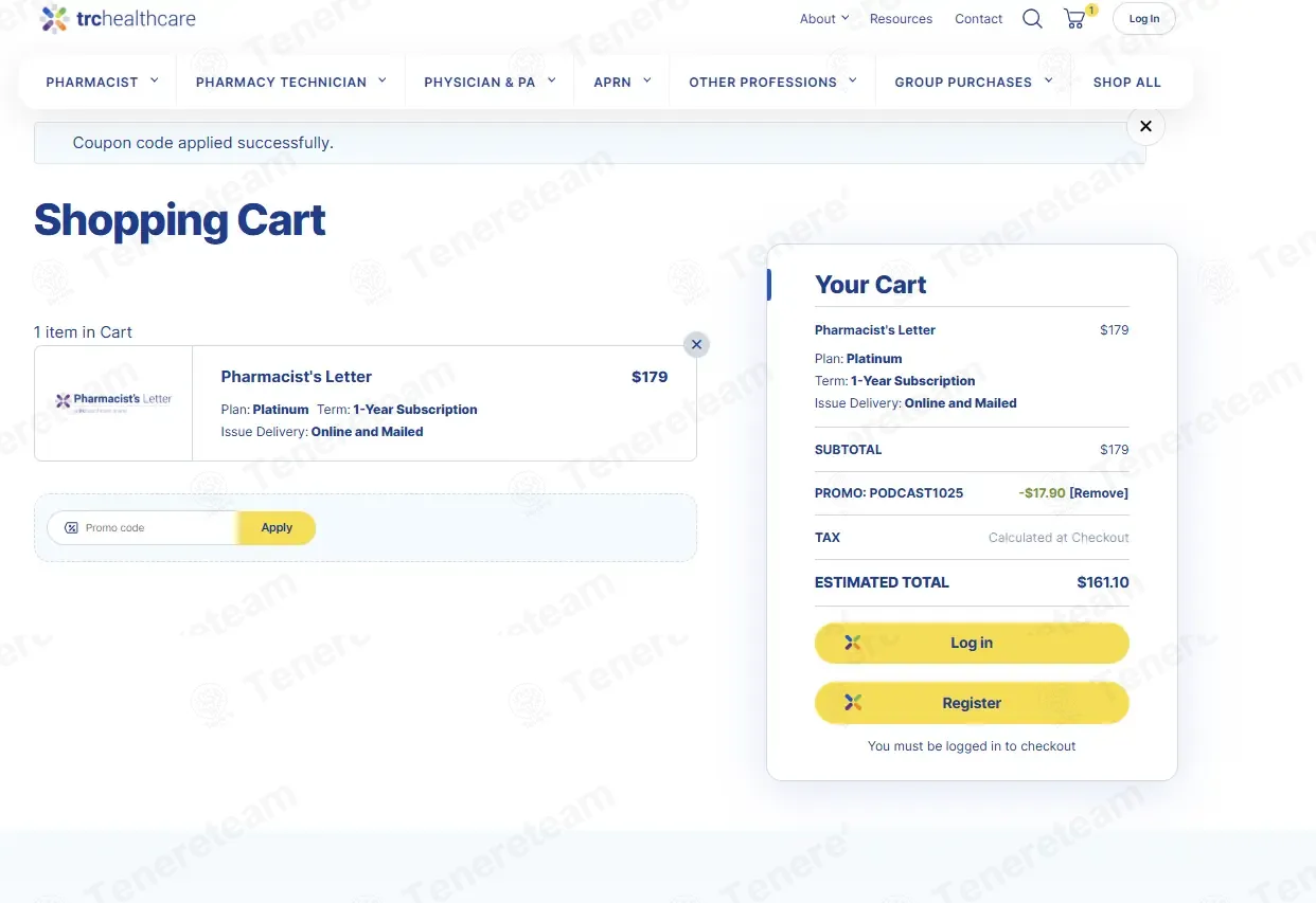 TRC Healthcare coupon code: 10% off with PODCAST1025. Tested and valid as 3 months ago.