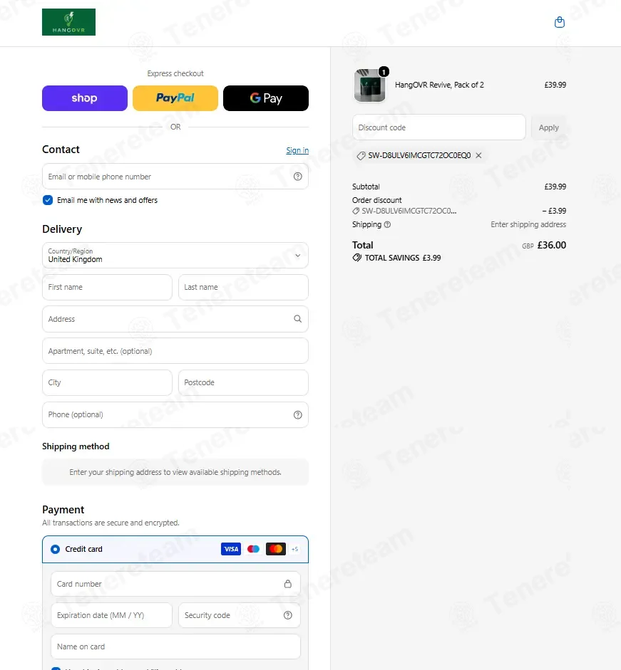 HangOVR UK coupon code: 10% off with SW-D8ULV6IMCGTC72OC0EQ0. Tested and valid as 1 month ago.