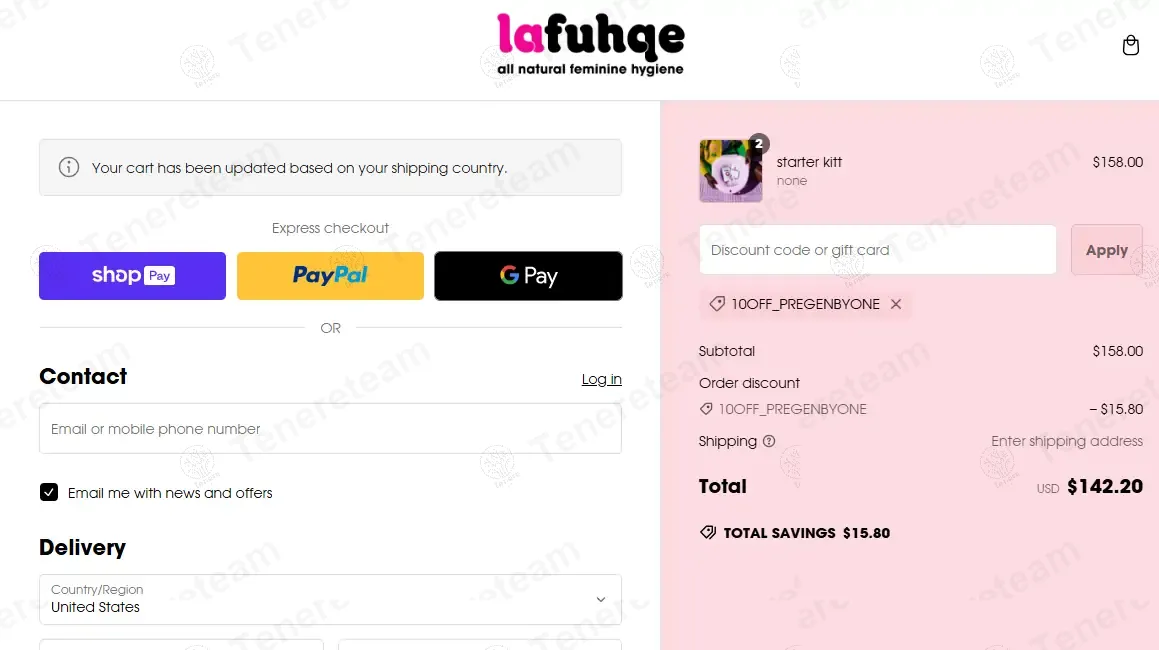 LAFUHQE USA coupon code: 10% off with 10OFF_PREGENBYONE. Tested and valid as 1 year ago.