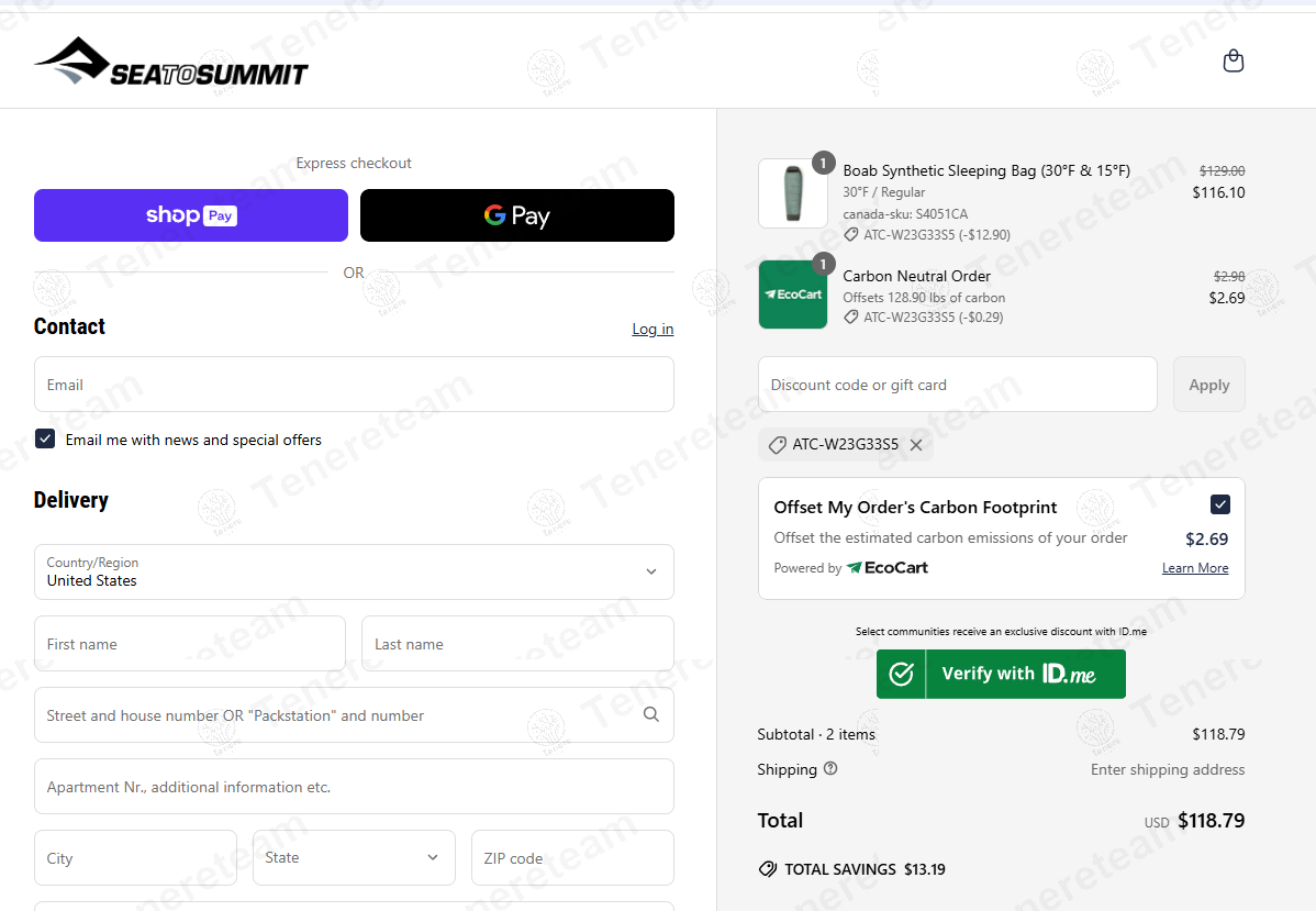 Sea to Summit USA coupon code: 10% off with ATC-W23G33S5. Tested and valid as 7 months ago.