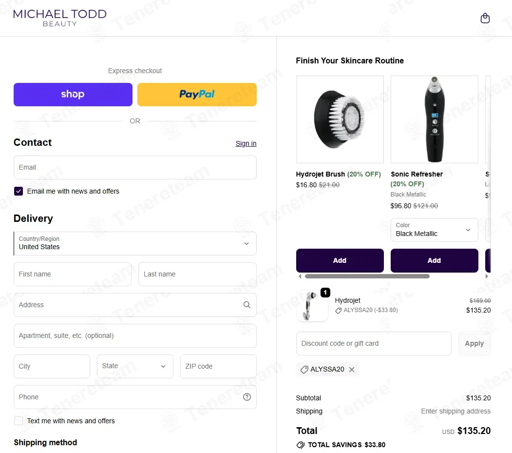 Michael Todd Beauty coupon code: 20% off with ALYSSA20. Tested and valid as 6 days ago.