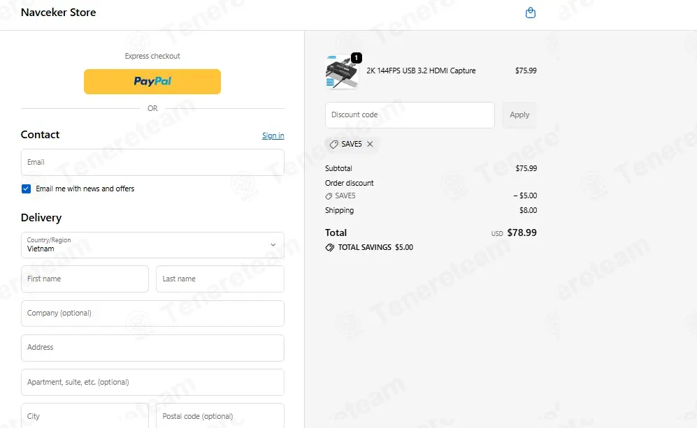 Navceker coupon code: $5 off with SAVE5. Tested and valid as 1 month ago.
