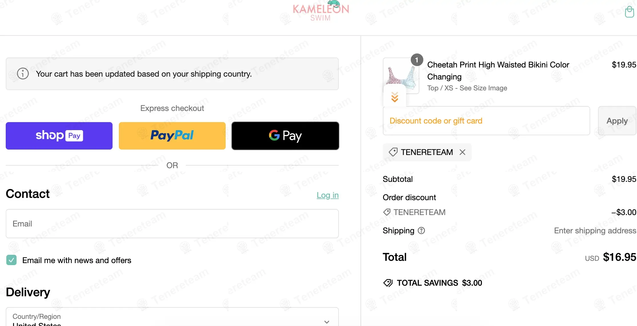 Kameleon Swim coupon code: 15% off with TENERETEAM. Tested and valid as 1 year ago.