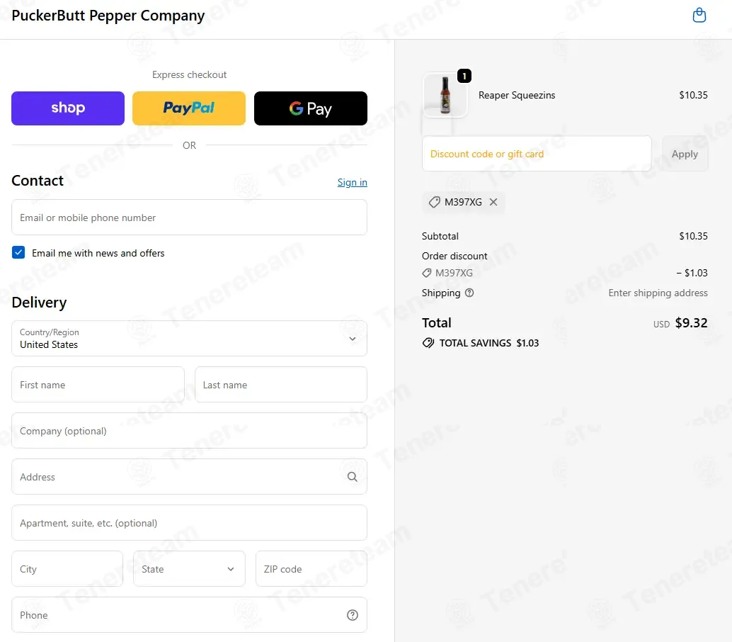 Puckerbutt Pepper Company coupon code: 10% off with M397XG. Tested and valid as 8 months ago.