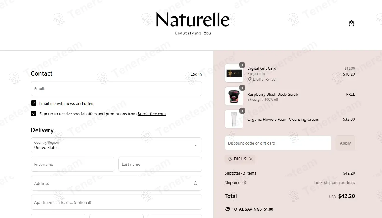 Naturelle Shop coupon code: 15% off with DIGI15. Tested and valid as 1 year ago.