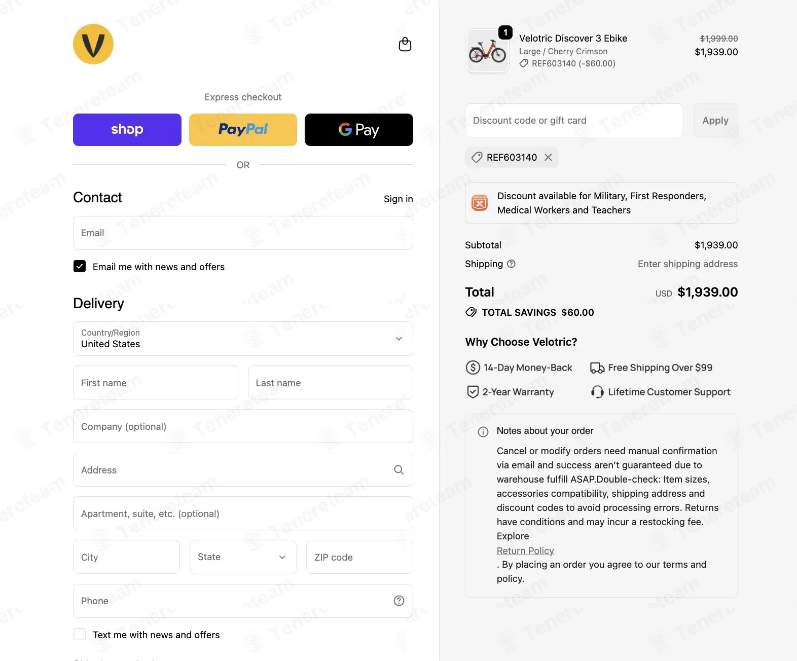 Velotric coupon code: $60 off with REF603140. Tested and valid as 1 month ago.
