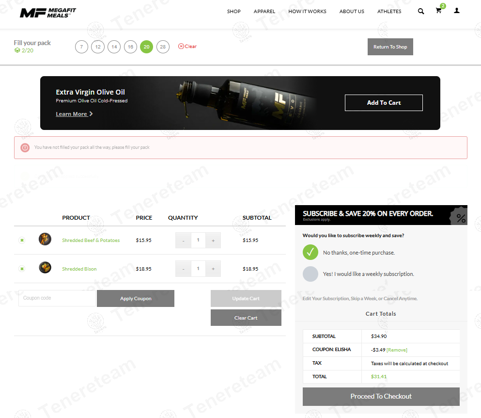 Megafit Meals coupon code: 10% off with ELISHA. Tested and valid as 8 months ago.
