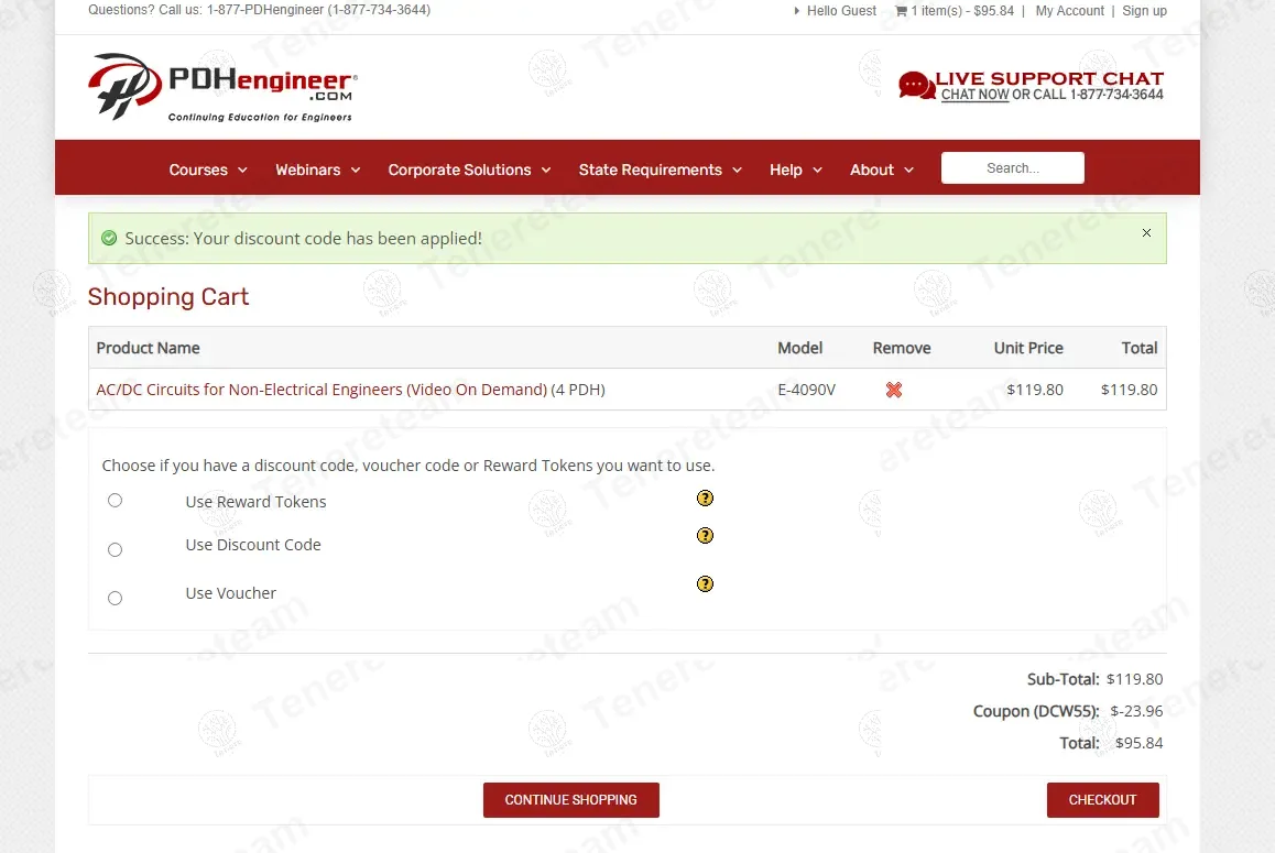 Pdhengineer coupon code: 20% off with DCW135. Tested and valid as 1 year ago.