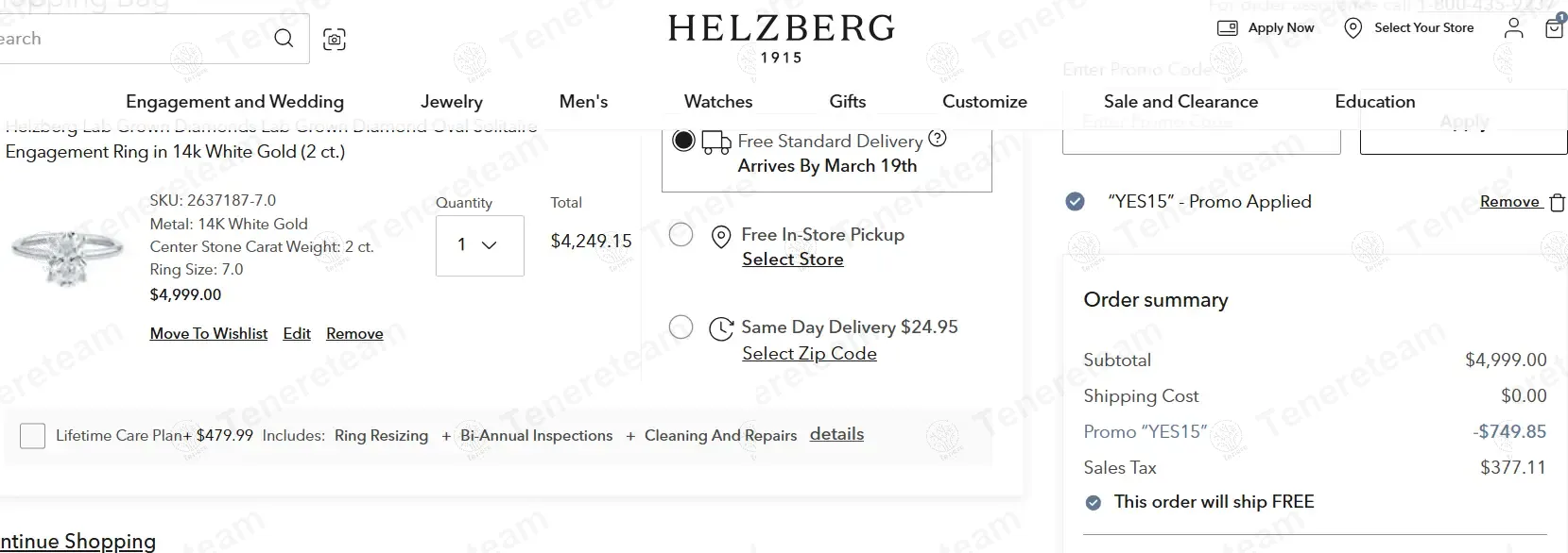 Helzberg Diamonds coupon code: 15% off with YES15. Tested and valid as 1 year ago.