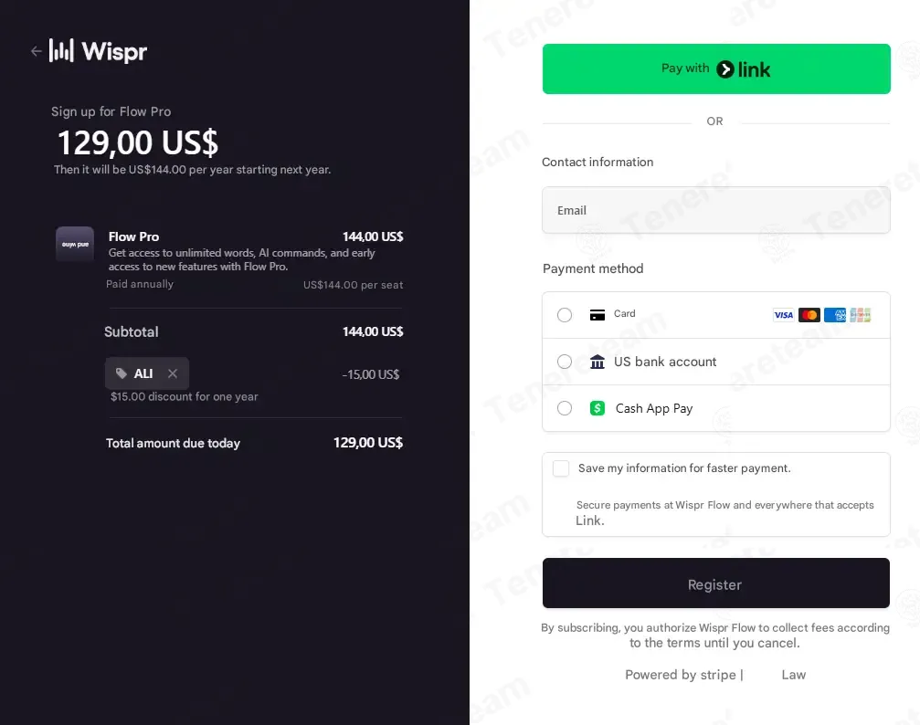 Wispr Flow apply coupon code