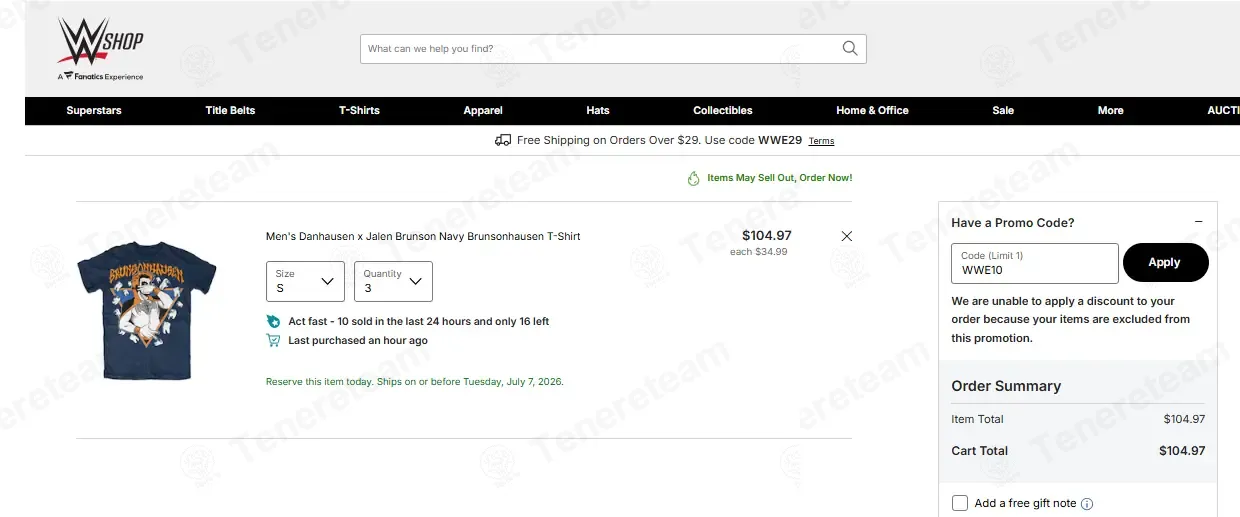 WWE Shop coupon code: 10% off with WWE10. Tested and valid as 4 weeks ago.
