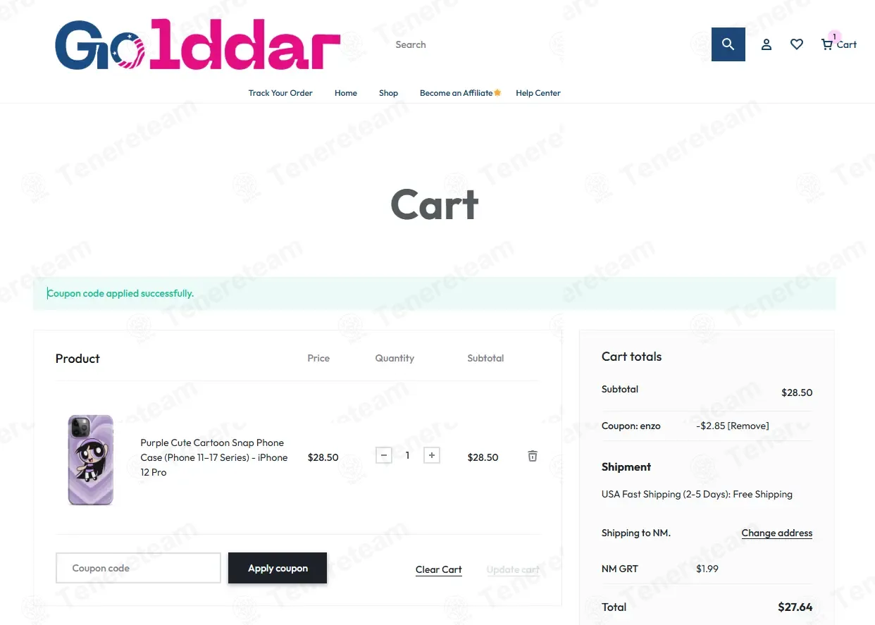Golddar coupon code: 10% off with enzo. Tested and valid as 1 month ago.