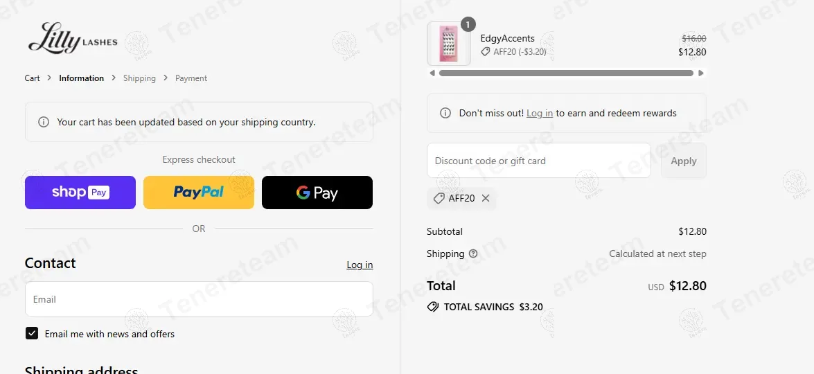 Lilly Lashes coupon code: 20% off with AFF20. Tested and valid as 8 months ago.
