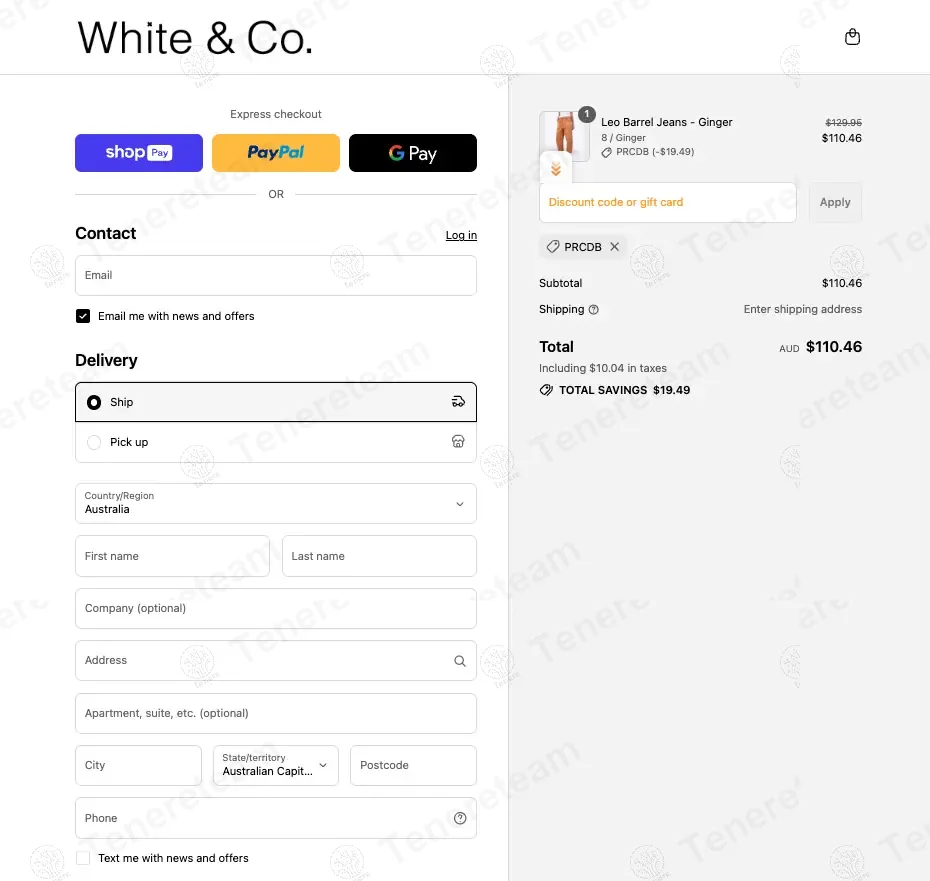 White & Co coupon code: 5% off with HWCO5. Tested and valid as 10 months ago.