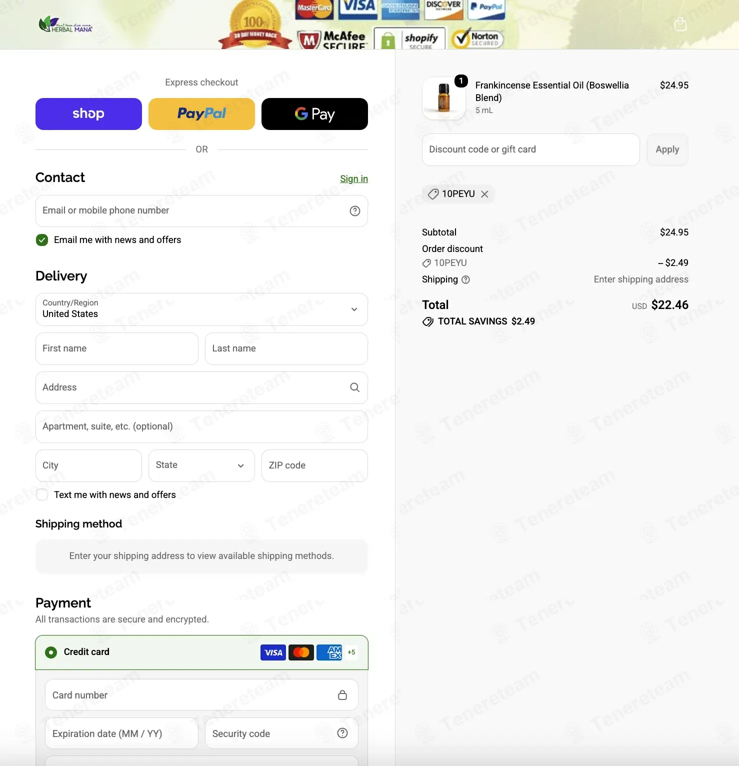 Herbal Mana coupon code verified as working at checkout