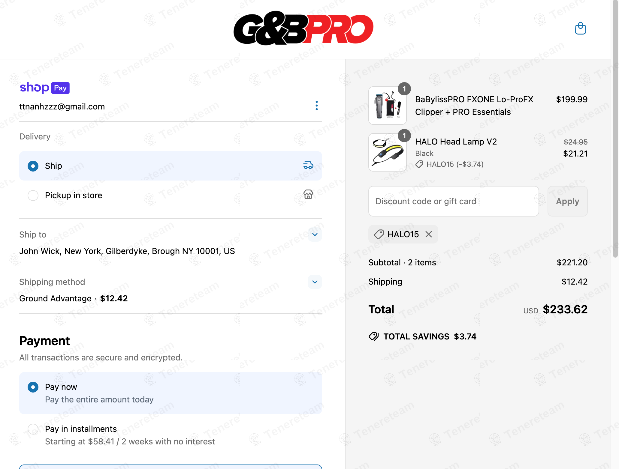 G AND B PRO coupon code: 15% off with HALO15. Tested and valid as 5 months ago.