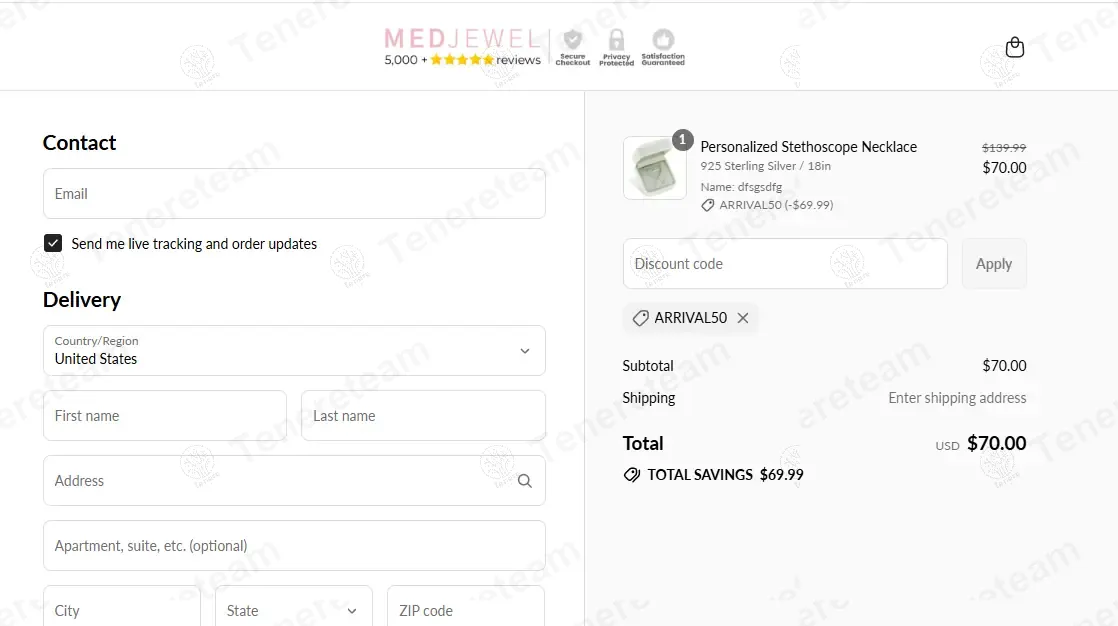Med Jewel coupon code: 50% off with ARRIVAL50. Tested and valid as 7 months ago.