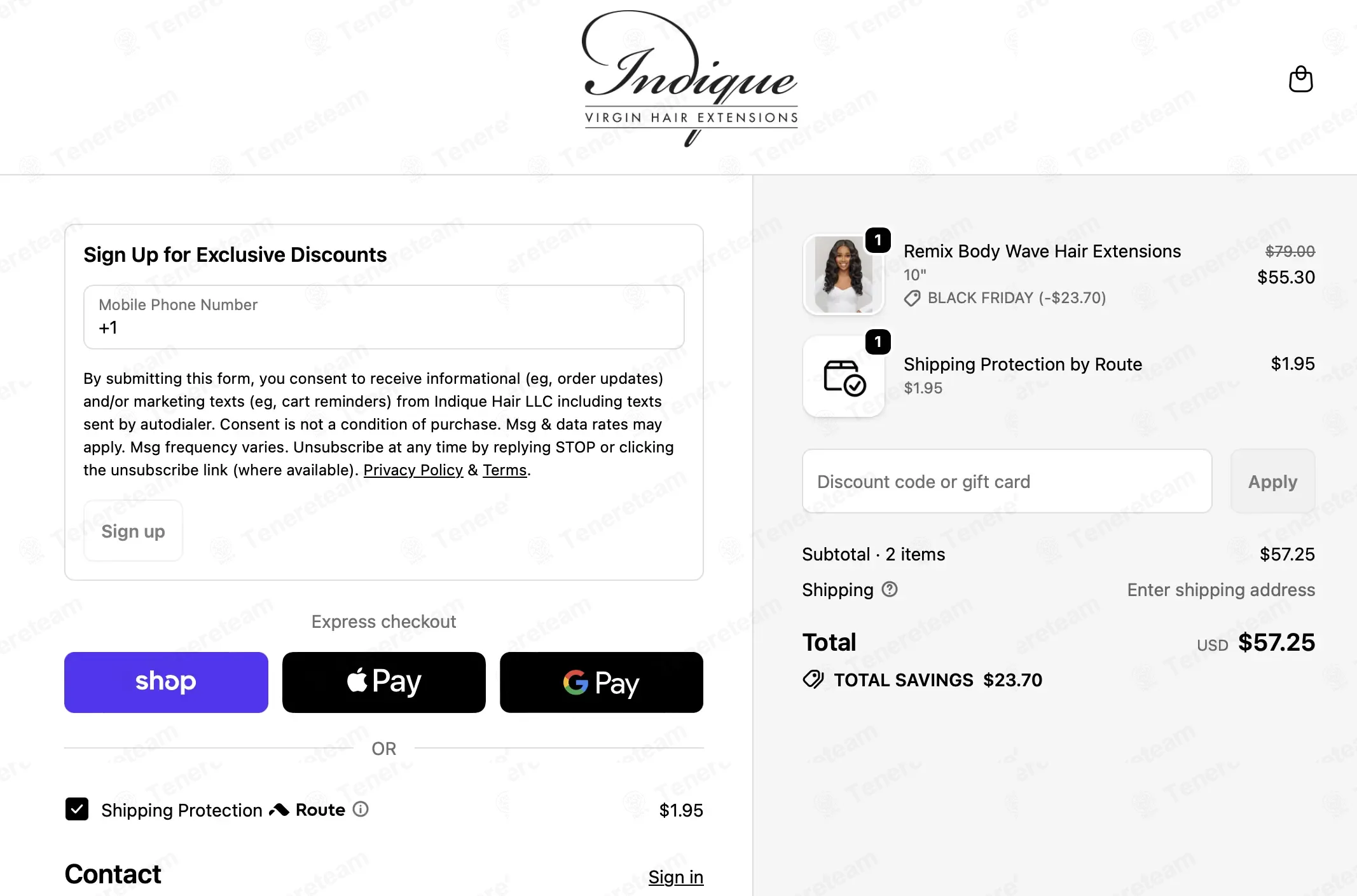 Indique Hair apply coupon code