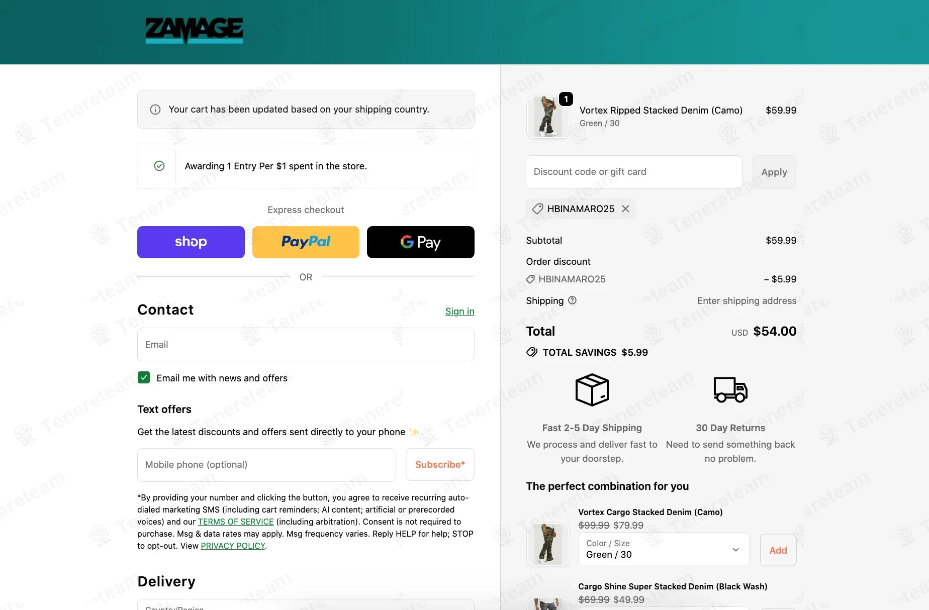 Zamage coupon code: 10% off with HBINAMARO25. Tested and valid as 6 months ago.