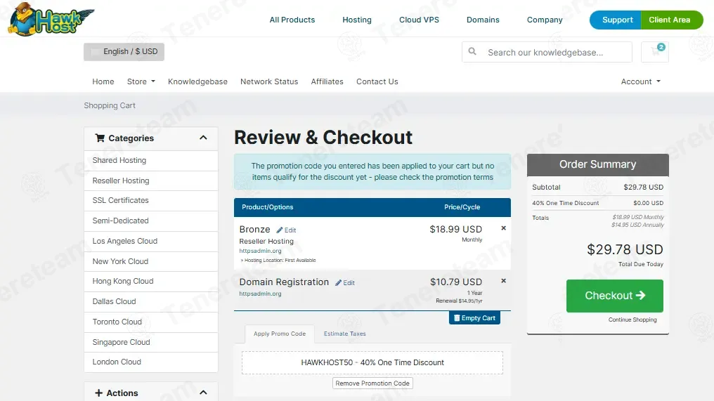 Hawk Host coupon code: 40% off with HAWKHOST50. Tested and valid as 1 day ago.