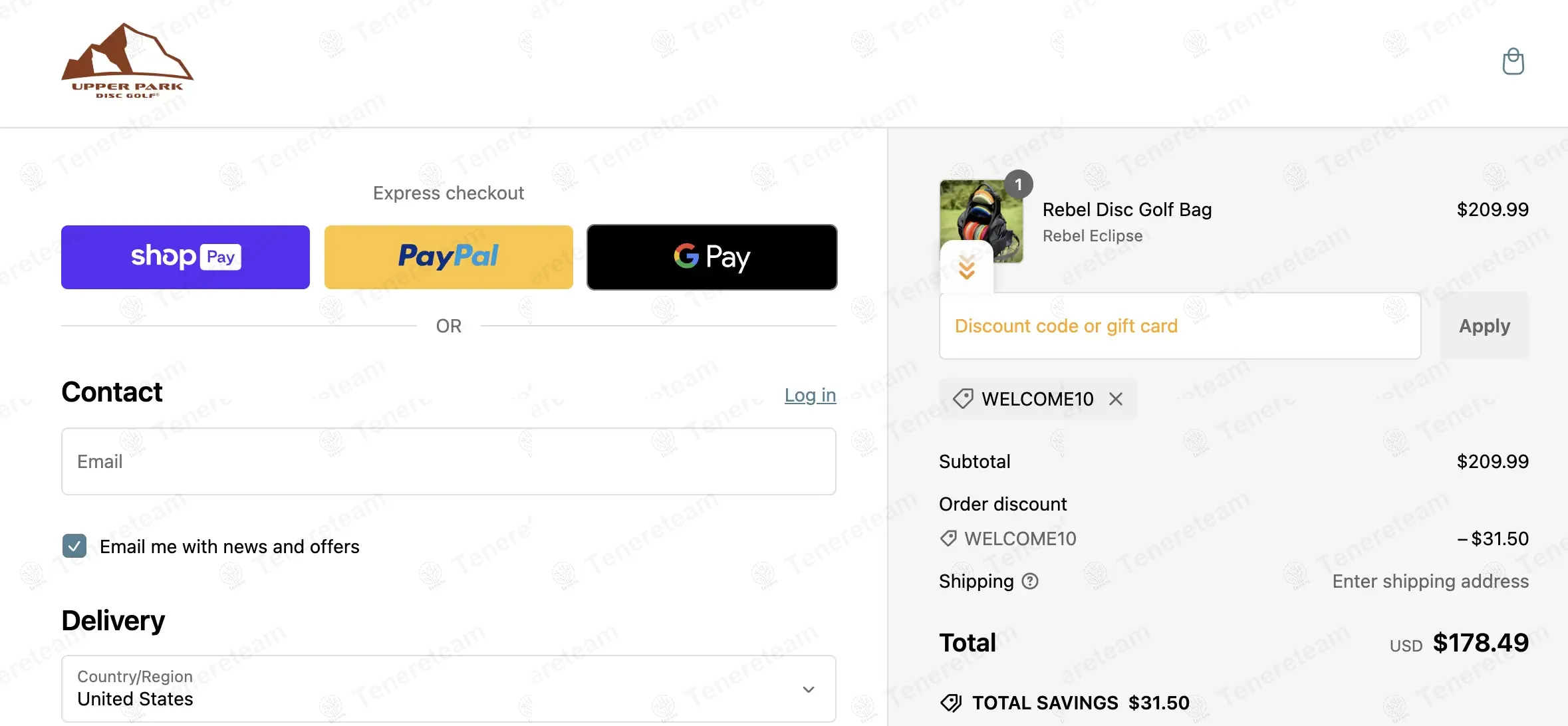 Upper Park Disc Golf coupon code: 15% off with WELCOME10. Tested and valid as 7 months ago.