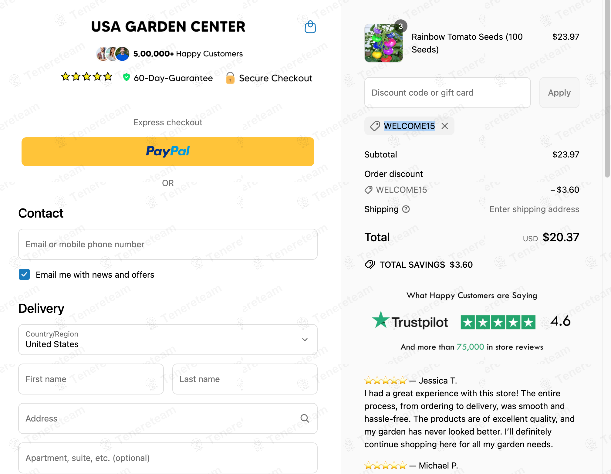 USA Garden Center coupon code: 15% off with WELCOME15. Tested and valid as 1 year ago.
