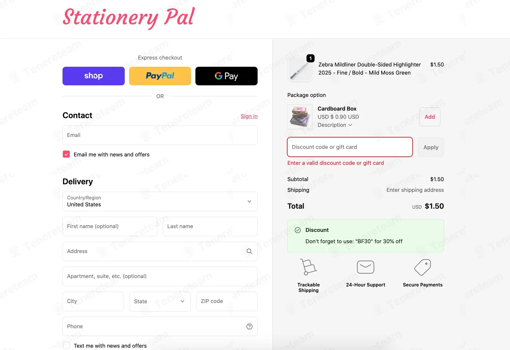 Stationery Pal coupon code: 50% off with PINK50. Tested and valid as 2 months ago.