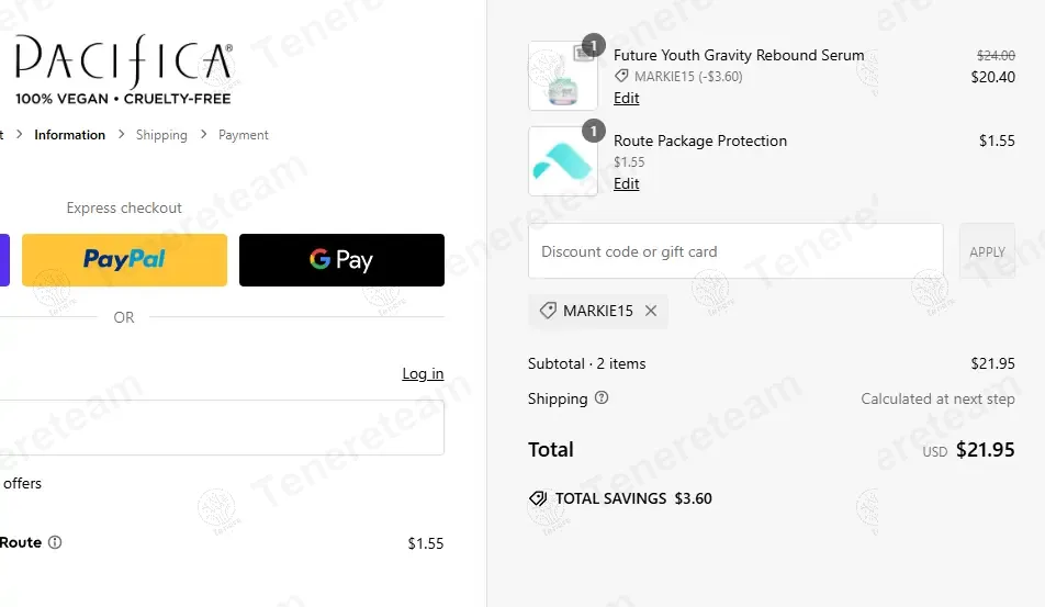 Pacifica Beauty coupon code: 15% off with MARKIE15. Tested and valid as 1 year ago.