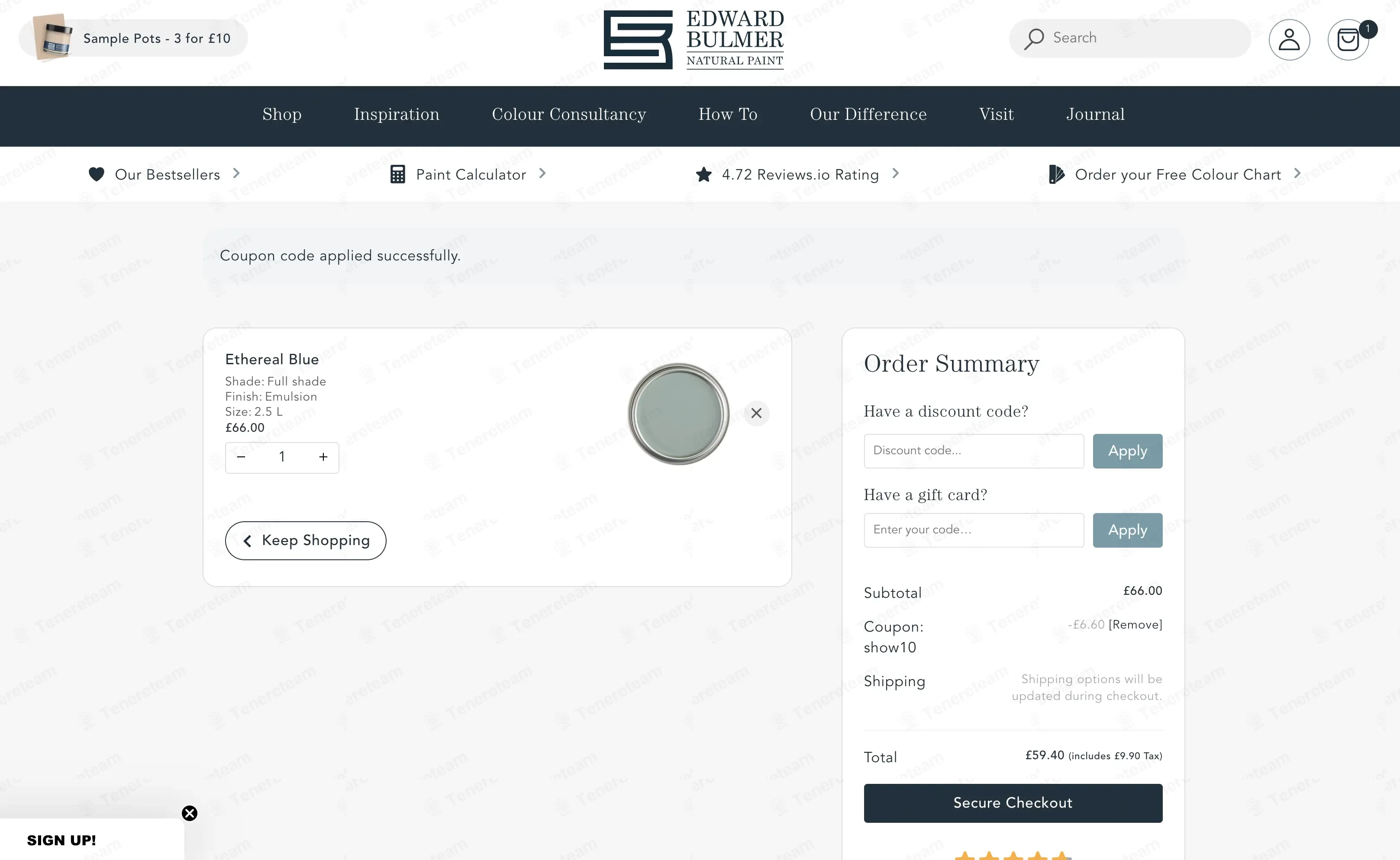 Edward Bulmer Natural Paint coupon code: 10% off with show10. Tested and valid as 4 months ago.