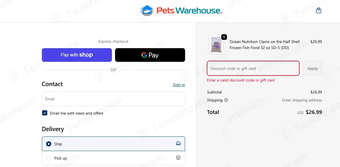 Pets Warehouse apply coupon code