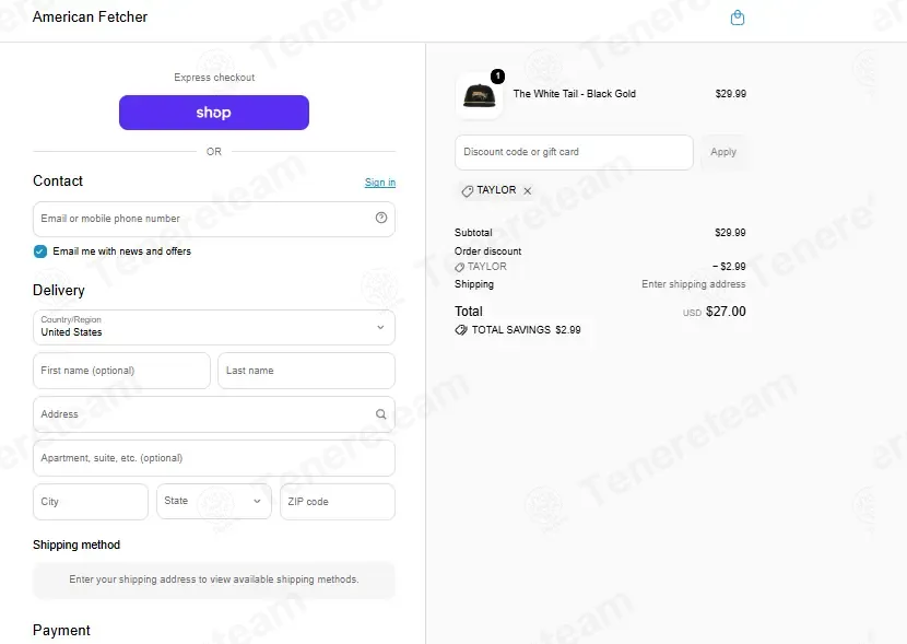 American Fetcher coupon code: 10% off with TAYLOR. Tested and valid as 1 week ago.