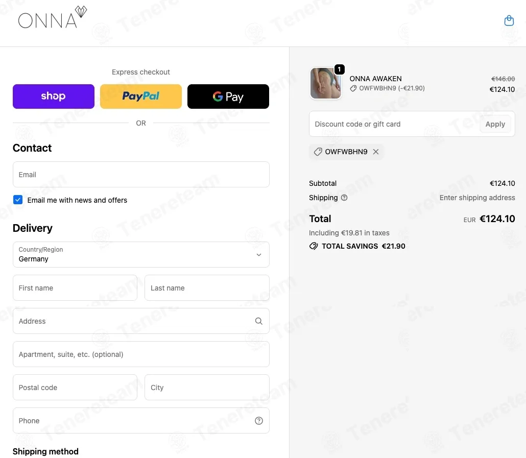 Onna Lifestyle coupon code: 15% off with OWFWBHN9. Tested and valid as 2 weeks ago.
