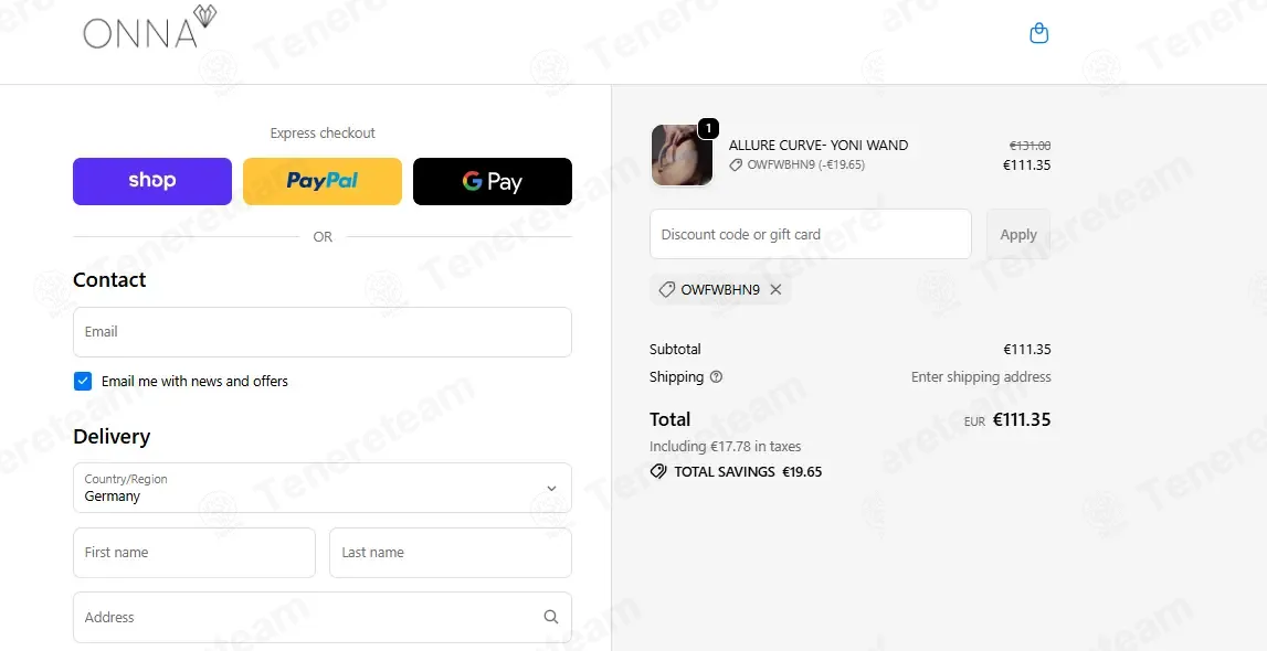 Onna Lifestyle coupon code: 15% off with OWFWBHN9. Tested and valid as 2 weeks ago.