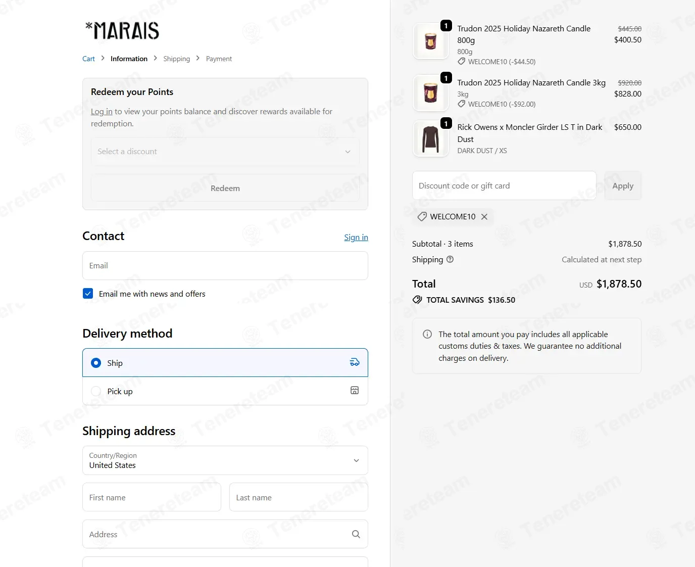 MARAIS Australia coupon code: 10% off with WELCOME10. Tested and valid as 3 months ago.