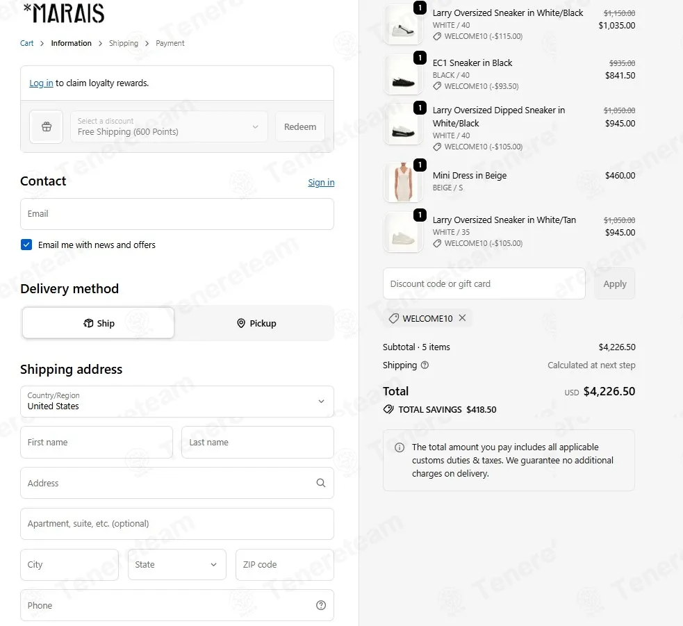 MARAIS Australia coupon code: 10% off with WELCOME10. Tested and valid as 3 months ago.