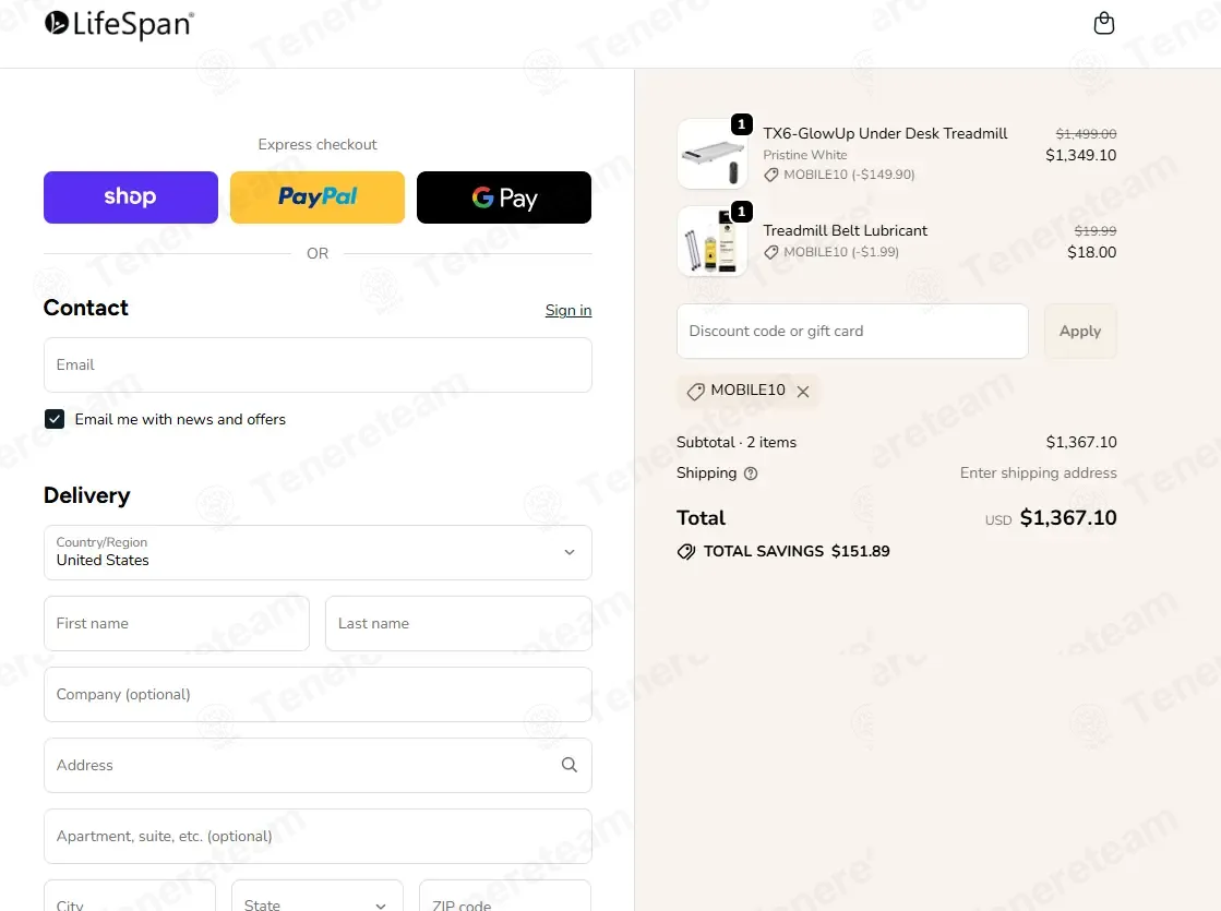 Lifespanfitness.com coupon code: 10% off with MOBILE10. Tested and valid as 7 months ago.