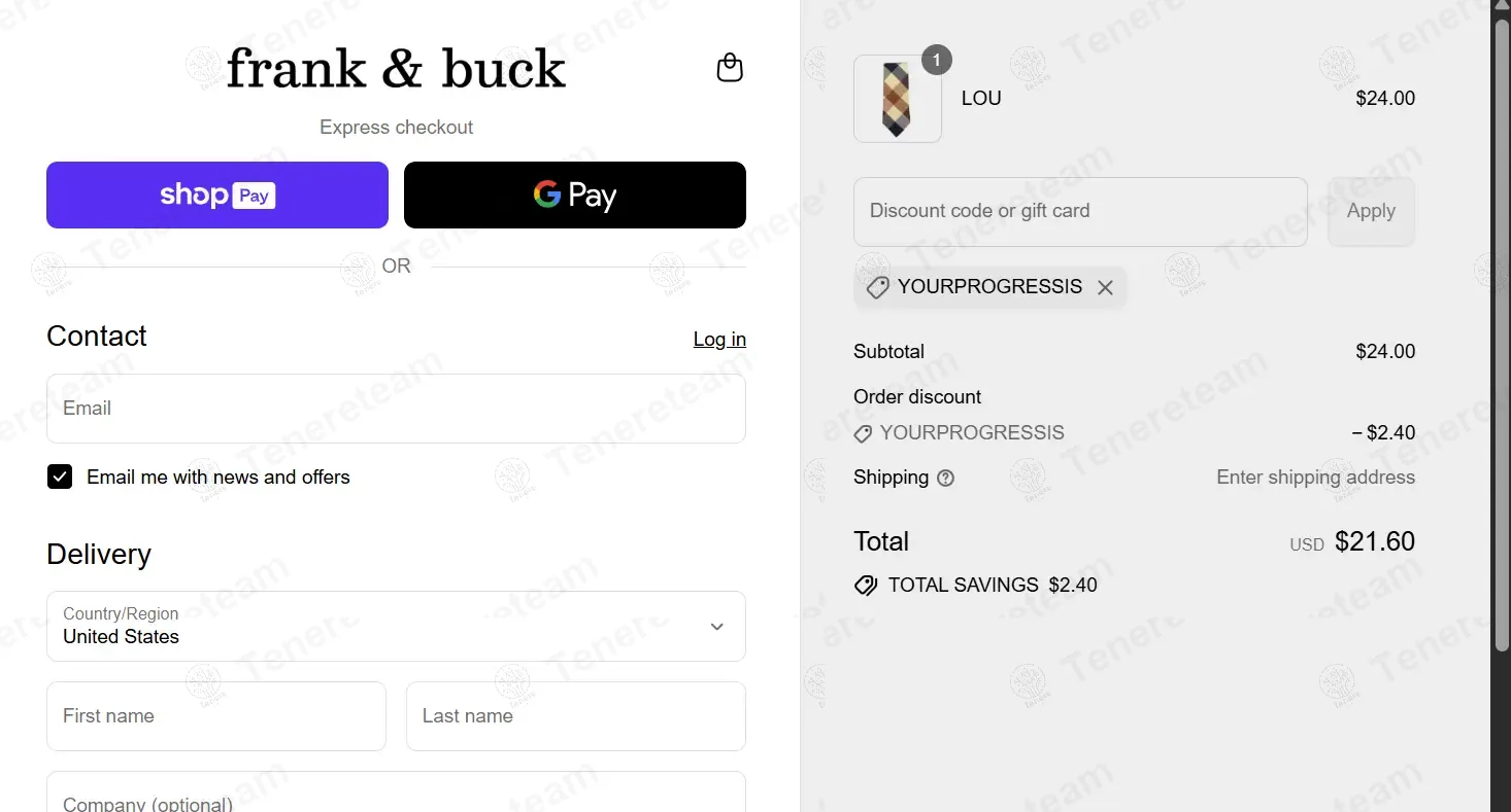 Frank And Buck coupon code: 10% off with YOURPROGRESSIS. Tested and valid as 10 months ago.