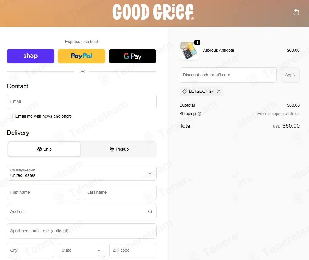 Shop Good Grief coupon code: Sale off with LETSDOIT24. Tested and valid as 2 weeks ago.