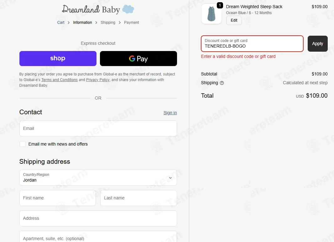 Dreamland Baby coupon code: 20% off with TENEREDLB-BOGO. Tested and valid as 1 month ago.