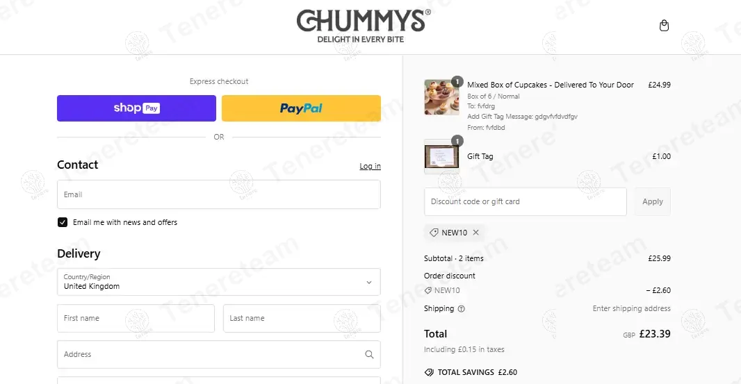 Chummys Bakery coupon code: 10% off with NEW10. Tested and valid as 7 months ago.