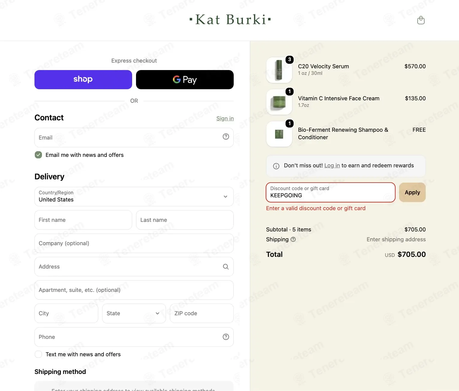 Kat Burki Skincare coupon code: 20% off with KEEPGOING. Tested and valid as 1 week ago.