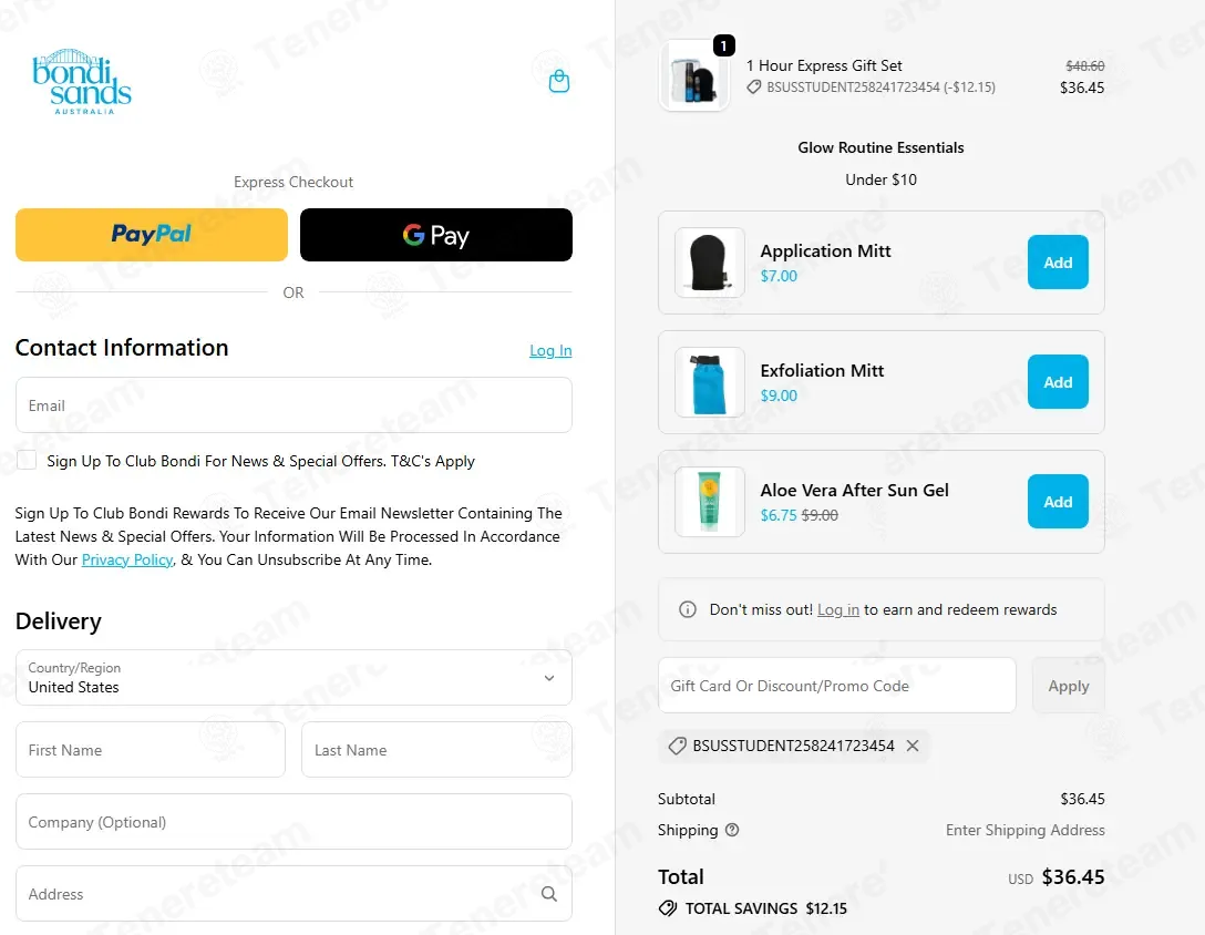 Bondi Sands AU coupon code: 30% off with BSUSSTUDENT258241723454. Tested and valid as 3 months ago.