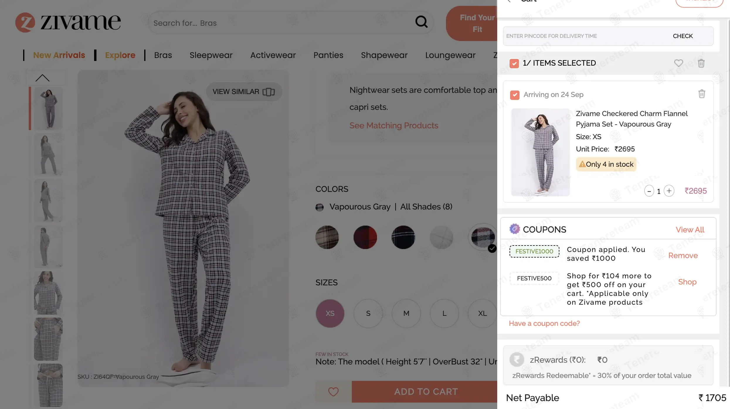 Zivame coupon code: Rs1000 off with FESTIVE1000. Tested and valid as 9 months ago.